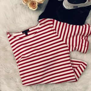 J. Crew Striped Ruffle Sleeve Flounce T-Shirt